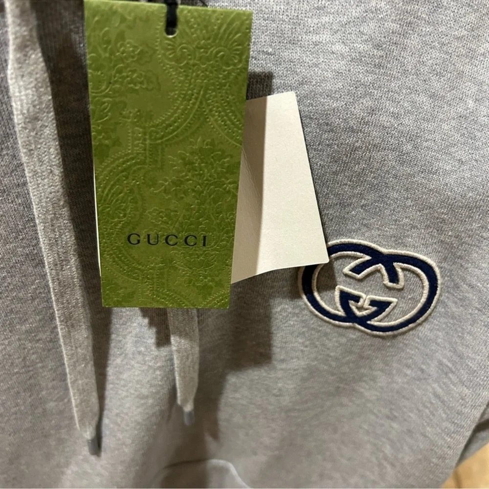 Men’s Gucci interlocking G felted, cotton jersey hoodie size XL made in Italy